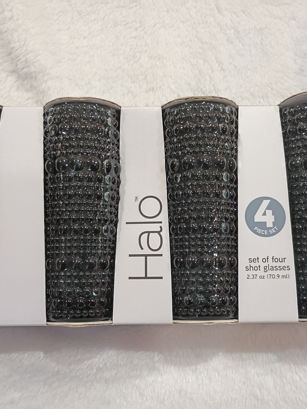 Halo Set of Four Black Textured Shot Glasses